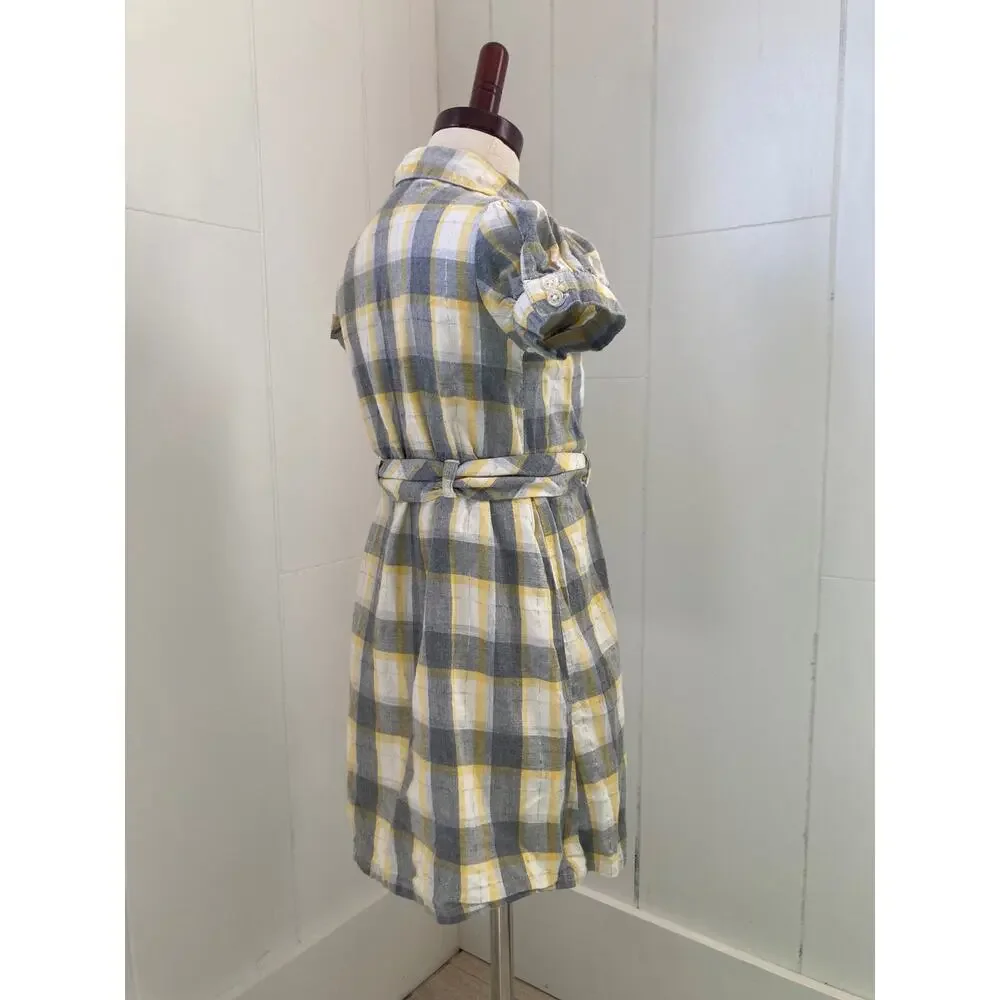 Gymboree Yellow & Grey Plaid Shirt Dress, Size 6